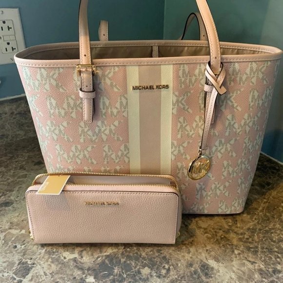 Michael Kors Tote Bag & Wallet Pink Gray main image 5